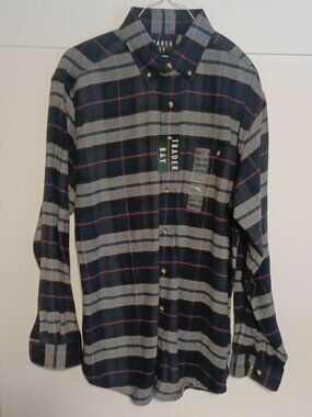 Vintage Trader Bay Button Down Shirt Men's Medium Blue Plaid Flannel